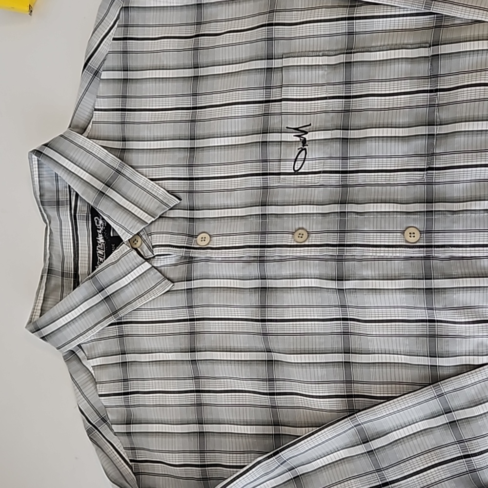 O'Neill Men's Gray Plaid Long Sleeve Shirt Size L